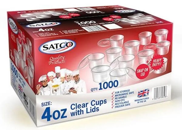 SATCO 4OZ CUPS & LIDS X800