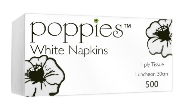 NAPKINS WHITE POPPIES (500)